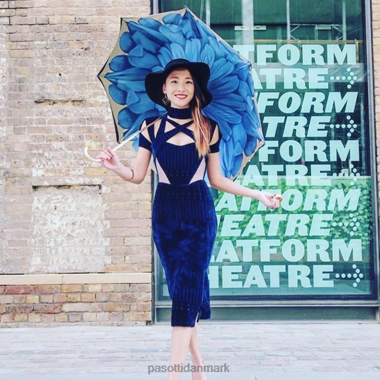 Kvinder PASOTTI 189 21065-13 p17 - luksus blå dahlia paraply, dobbelt klud 824L2337