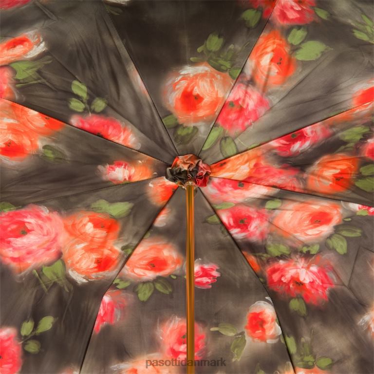 Kvinder PASOTTI 189 56896-9 a - orange blomster paraply, dobbelt klæde 824L2386