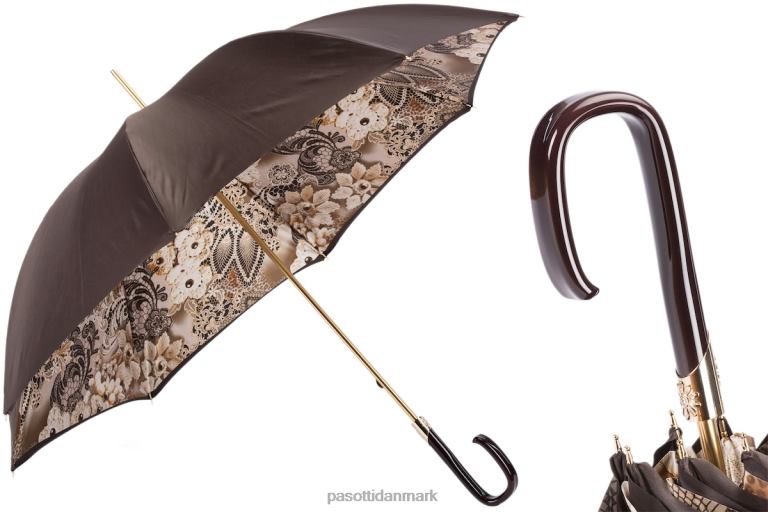 Kvinder PASOTTI 189 58303-16 f38 - brun blomstret paraply, dobbelt klud 824L2379