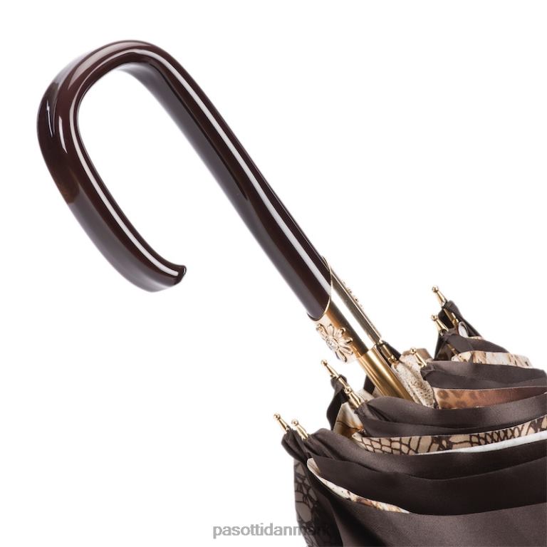 Kvinder PASOTTI 189 58303-16 f38 - brun blomstret paraply, dobbelt klud 824L2379