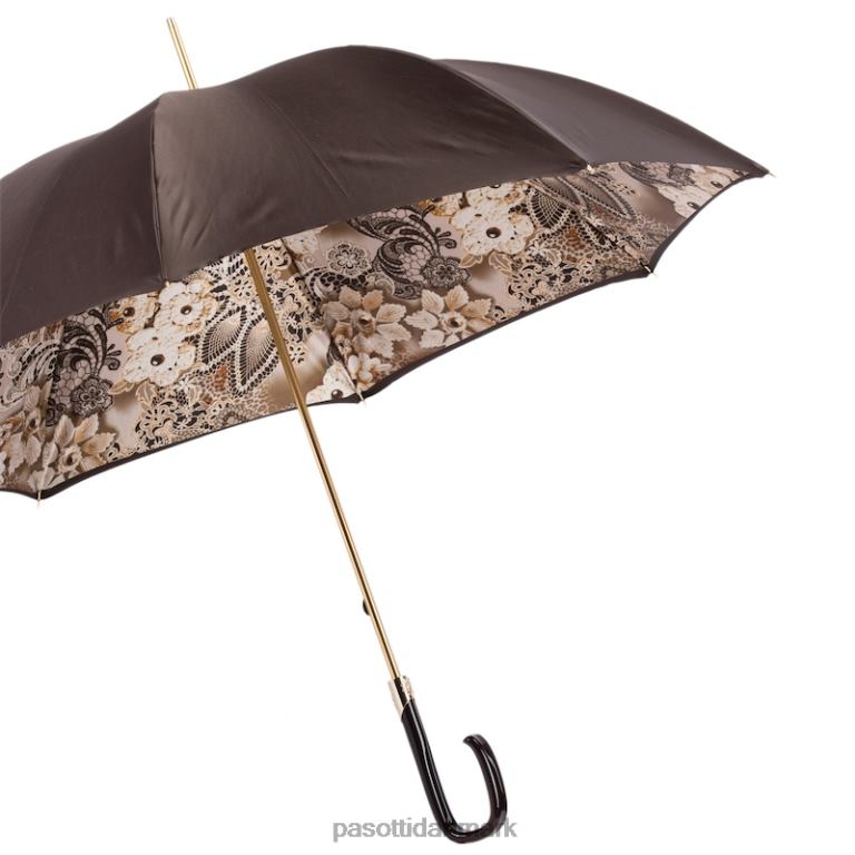Kvinder PASOTTI 189 58303-16 f38 - brun blomstret paraply, dobbelt klud 824L2379