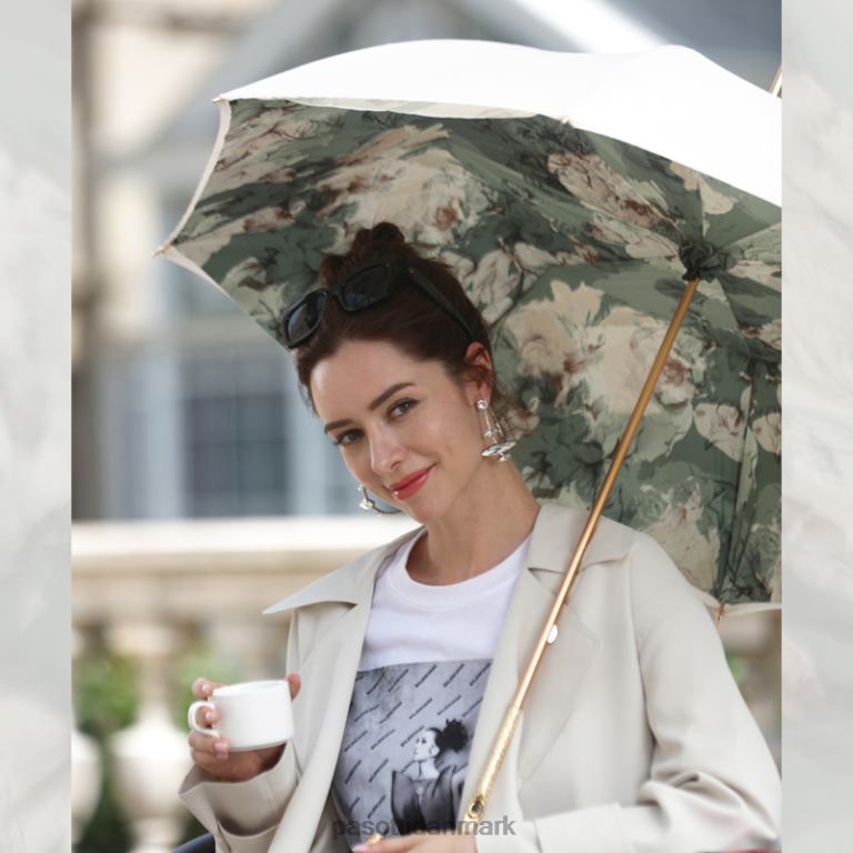 Kvinder PASOTTI 189 5r316-6 p5 - elfenben paraply med blomster indeni 824L2367