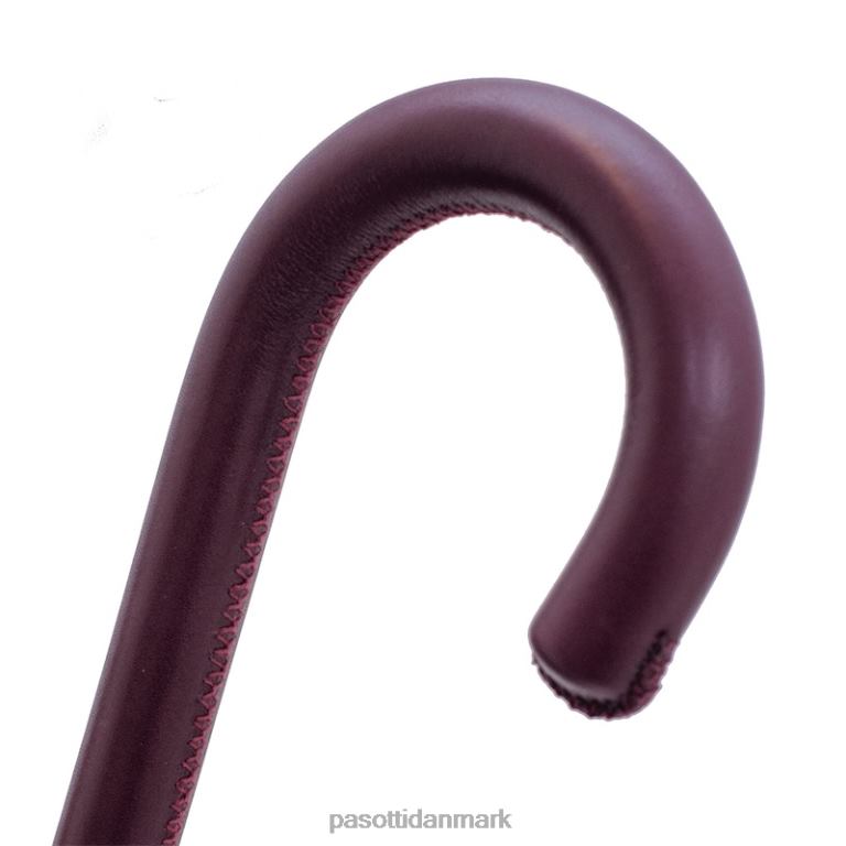 Kvinder PASOTTI 20 9a436-6 p - blomstret paraply med bordeaux læderhåndtag 824L2330