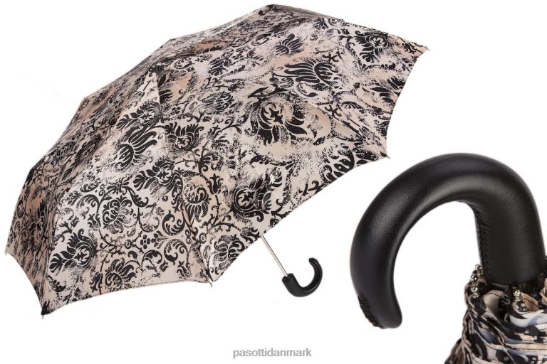 Kvinder PASOTTI 257 50998-44 p - sort og beige foldeparaply 824L2597