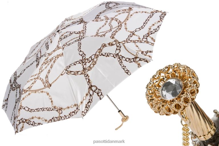 Kvinder PASOTTI 257 58002-9 s15 - kæder print hvid foldeparaply 824L2616