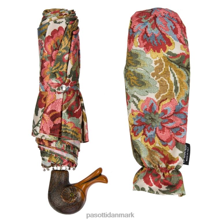 Kvinder PASOTTI 257 58112-19 103 - blomstret foldeparaply med andehåndtag 824L2608