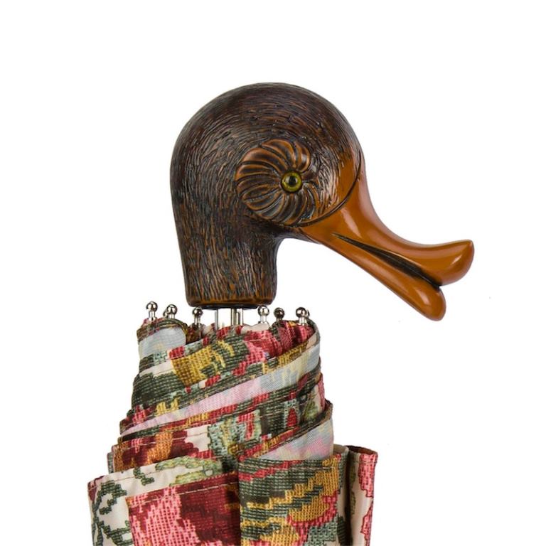 Kvinder PASOTTI 257 58112-19 103 - blomstret foldeparaply med andehåndtag 824L2608