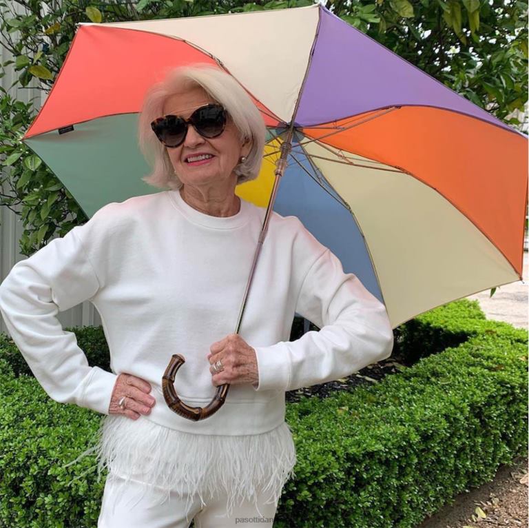 Kvinder PASOTTI 64 rainbow-1 b - regnbueparaply med bambushåndtag 824L2572