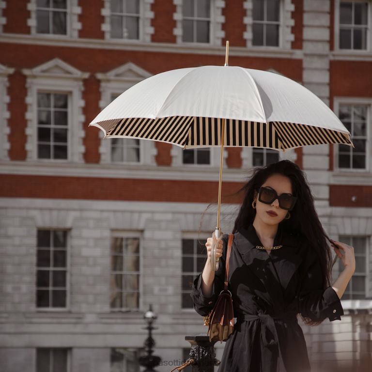 Kvinder PASOTTI 189 21352-5 a - elfenben paraply med sorte striber 824L2436