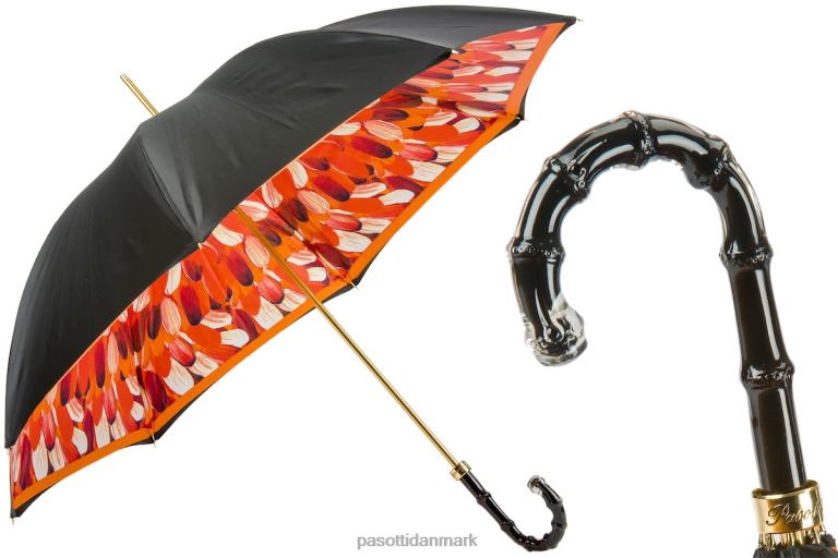 Kvinder PASOTTI 189 30093-4 n5 - paraply med orange penselstrøg, dobbelt klud 824L2479