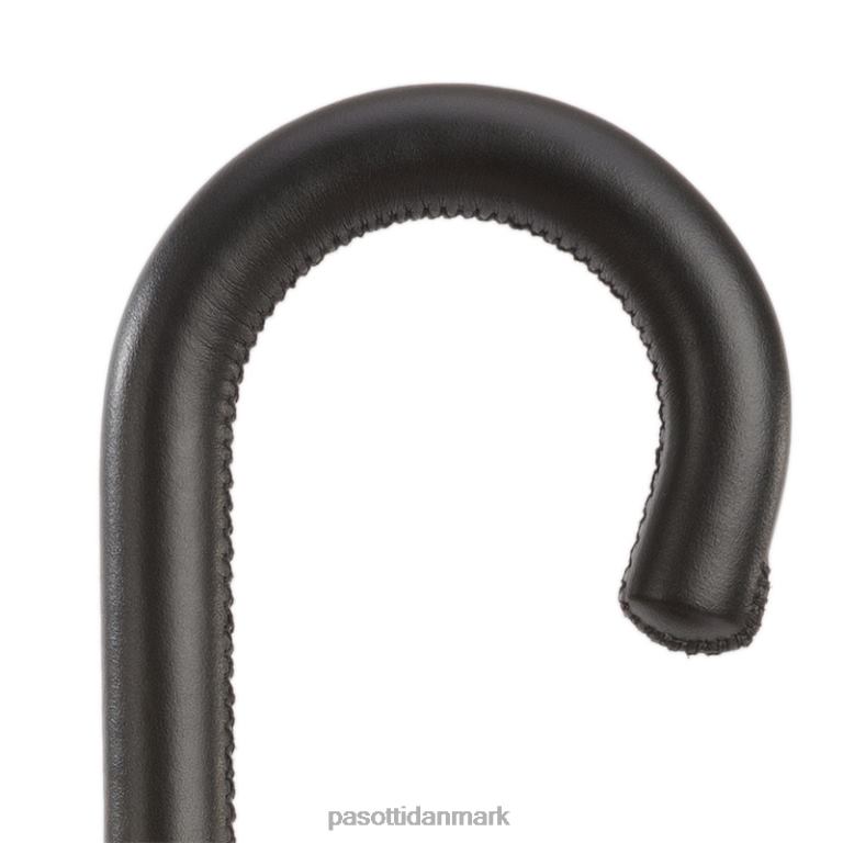 Kvinder PASOTTI 189 52864-111 p - tartanforet sort paraply med læderhåndtag, dobbelt stof 824L2461