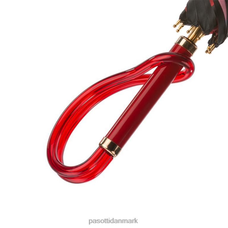 Kvinder PASOTTI 189 55874-163 a - sort og rød paraply med prikker, dobbelt stof 824L2472