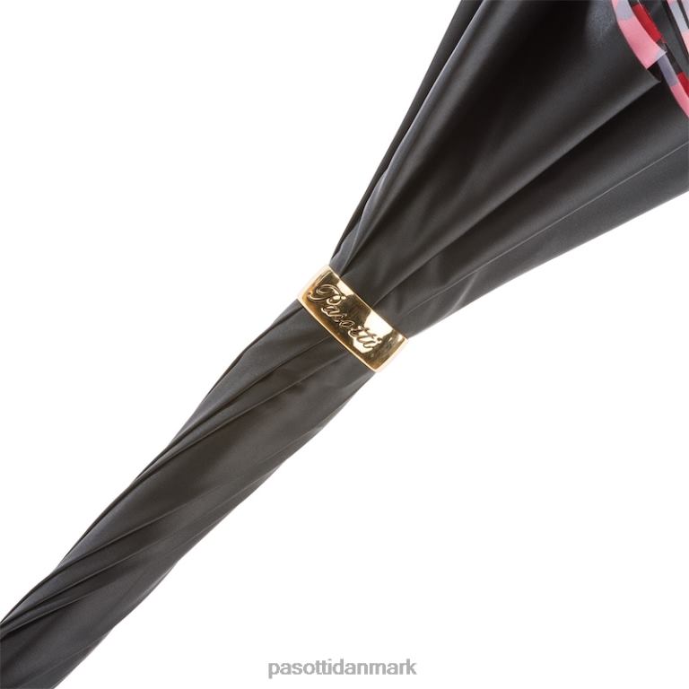 Kvinder PASOTTI 189 55874-163 a - sort og rød paraply med prikker, dobbelt stof 824L2472