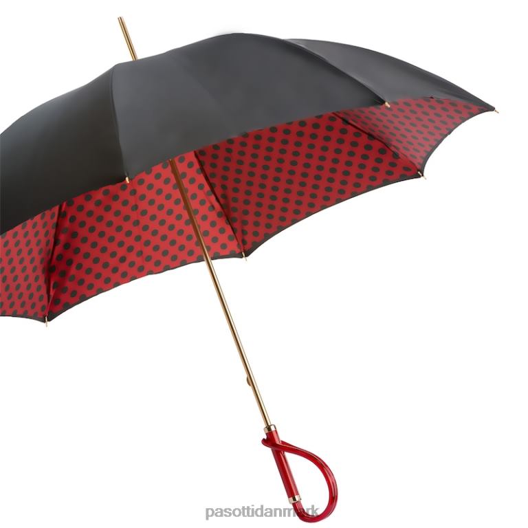Kvinder PASOTTI 189 55874-163 a - sort og rød paraply med prikker, dobbelt stof 824L2472