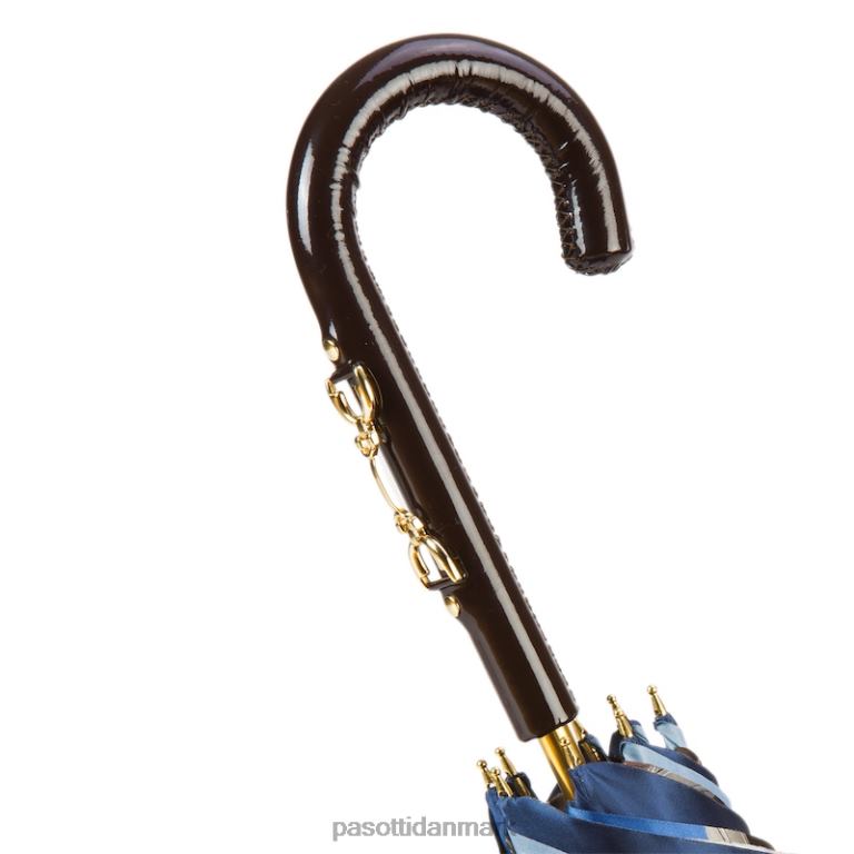 Kvinder PASOTTI 189 58152-1 d33 - marineblå paraply med trenser print, dobbelt stof 824L2463