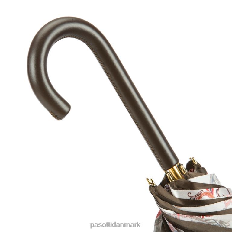 Kvinder PASOTTI 189 5f805-6 p - paisley paraply med læderhåndtag 824L2454