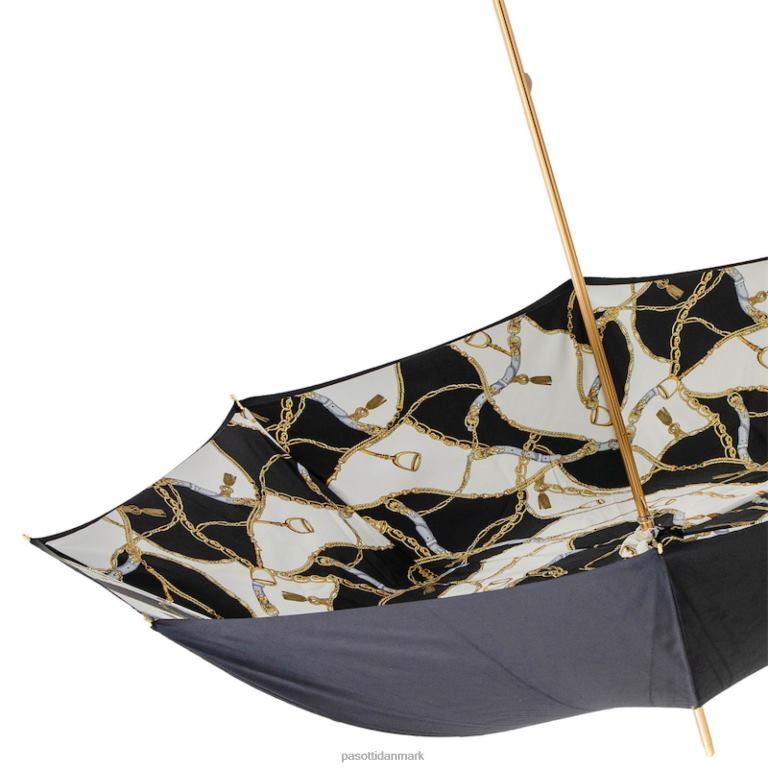 Kvinder PASOTTI 189 5g313-39 h19 - sort paraply med trenser print, dobbelt stof 824L2449