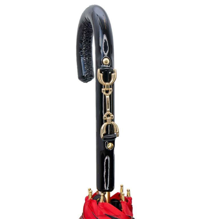 Kvinder PASOTTI 189 5g313-40 d33 - rød paraply med trenser print, dobbelt stof 824L2443