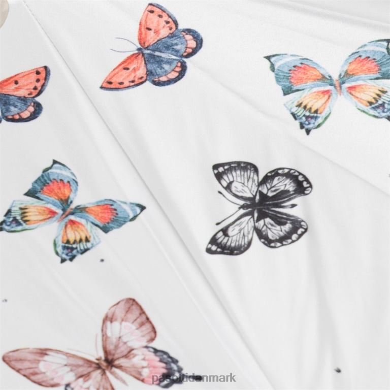 Kvinder PASOTTI 189 5x790-10 p - sommerfugleparaply med orange læderhåndtag 824L2470