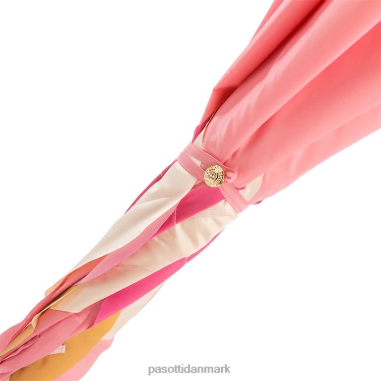 Kvinder PASOTTI 163 sum-3 s7 - smuk lyserød paraply med blade, dobbelt stof 824L2517