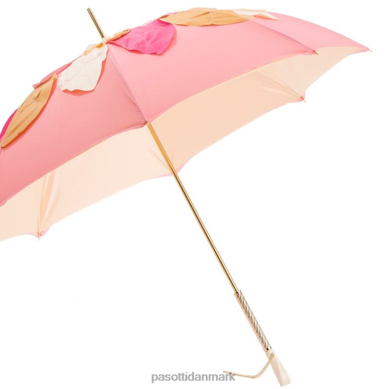Kvinder PASOTTI 163 sum-3 s7 - smuk lyserød paraply med blade, dobbelt stof 824L2517