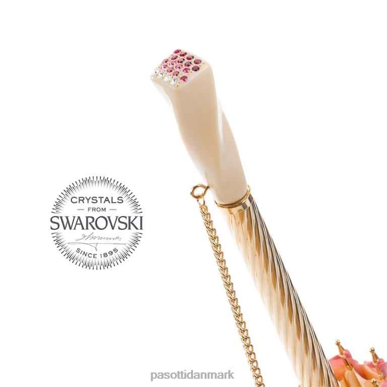 Kvinder PASOTTI 163 sum-3 s7 - smuk lyserød paraply med blade, dobbelt stof 824L2517