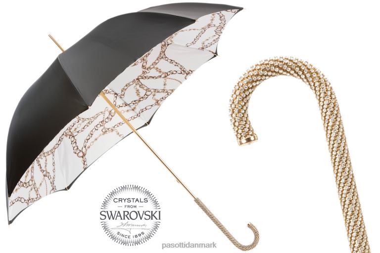 Kvinder PASOTTI 189 58002-9 d35 - sort paraply med kæder trykt interiør 824L2502