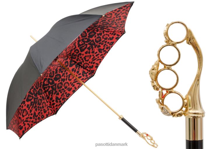 Kvinder PASOTTI 189 5a488-91 w84 - knuckleduster paraply med rødt dyreprint 824L2504