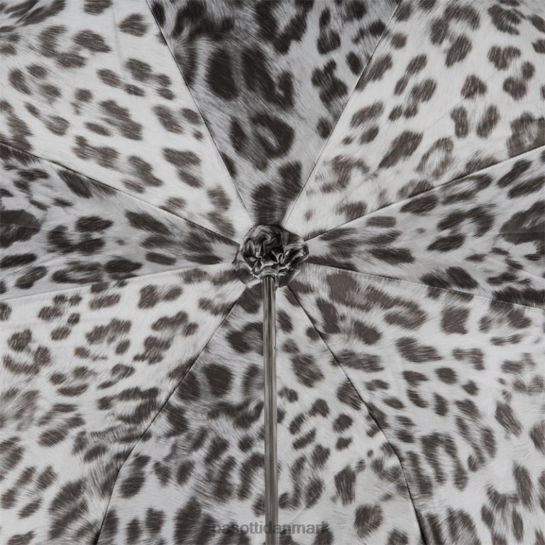 Kvinder PASOTTI 189n 52417-42 w33 - sort og hvid animalier paraply med sølv kraniehåndtag, dobbelt stof 824L2539