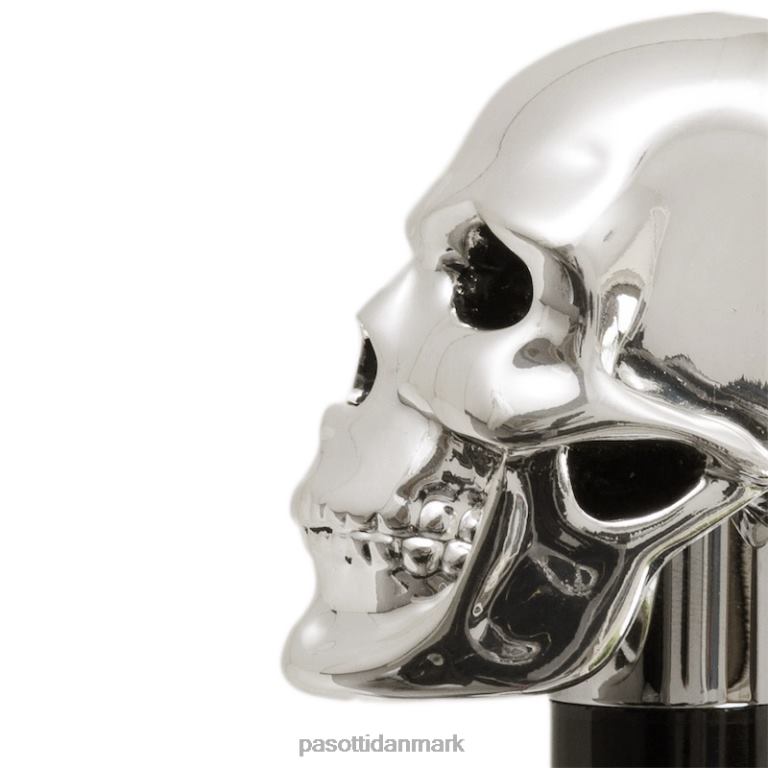 Kvinder PASOTTI 189n 52417-42 w33 - sort og hvid animalier paraply med sølv kraniehåndtag, dobbelt stof 824L2539