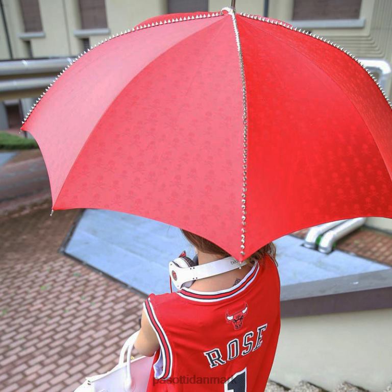 Kvinder PASOTTI 416nt prt w33ne - rød paraply med nitter og sort kraniehåndtag 824L2530