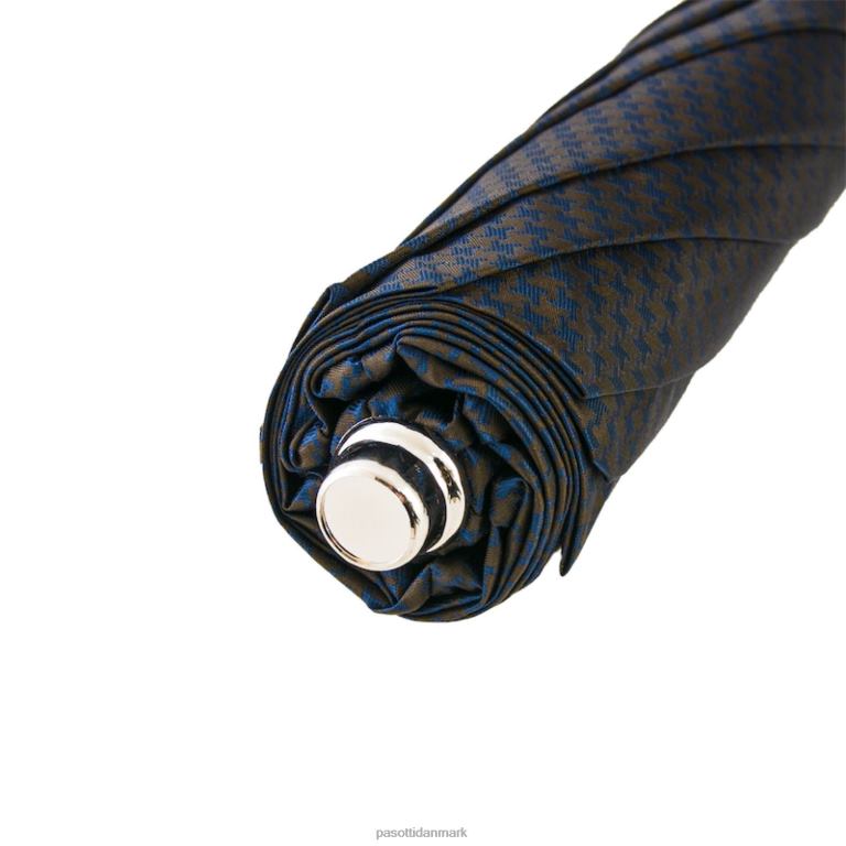 Mænd PASOTTI 64 52682-3 s - brun & marineblå foldeparaply med strudslæder 824L2188