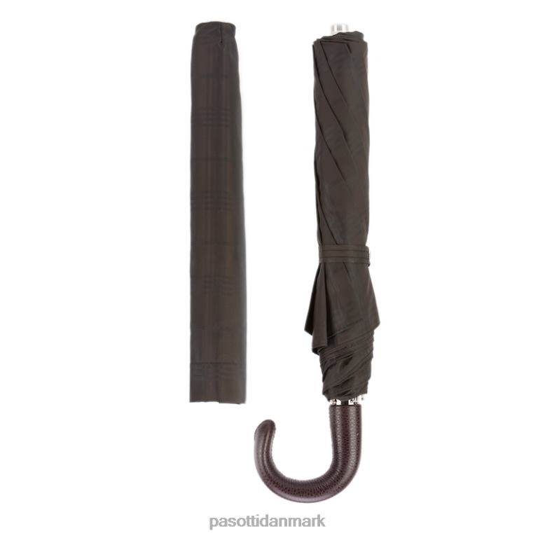 Mænd PASOTTI 64 6434-15 p - brun ternet paraply med læderhåndtag 824L2191