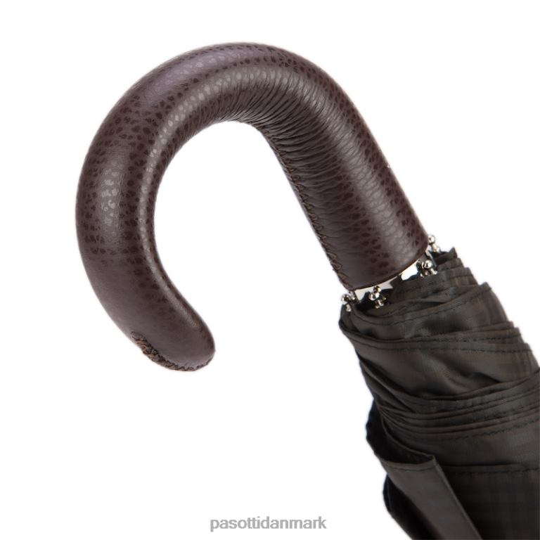 Mænd PASOTTI 64 6434-15 p - brun ternet paraply med læderhåndtag 824L2191