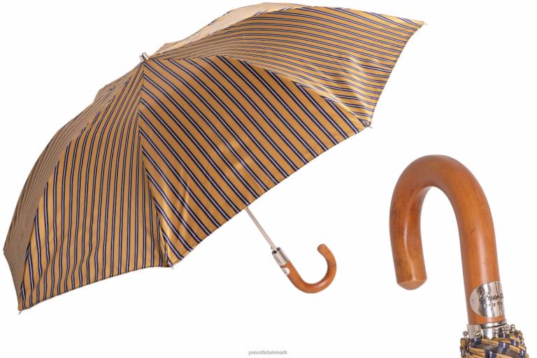 Mænd PASOTTI 64 81686-2 m - stribet okker foldeparaply 824L2179