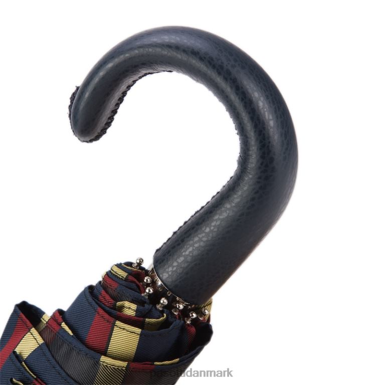 Mænd PASOTTI 64 alfred-1 p - stribet foldeparaply, læderhåndtag 824L2184