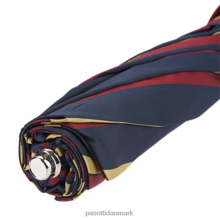 Mænd PASOTTI 64 alfred-1 p - stribet foldeparaply, læderhåndtag 824L2184