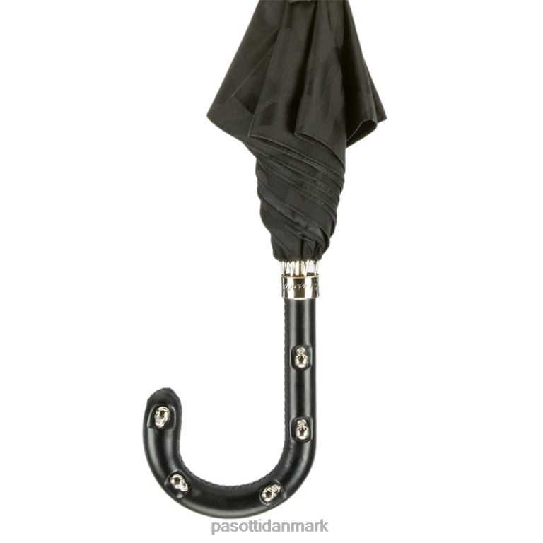 Mænd PASOTTI 478 11780-142 h39t - sort camouflage paraply, læderhåndtag med kranier 824L263