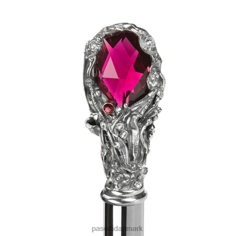 Mænd PASOTTI 478 6768-1 w68 - sort paraply med luksuriøst rødt ædelstenshåndtag 824L26