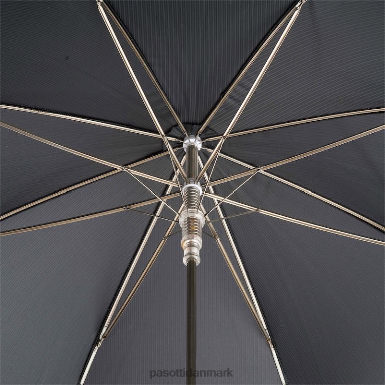 Mænd PASOTTI 478 6768-1 w68 - sort paraply med luksuriøst rødt ædelstenshåndtag 824L26