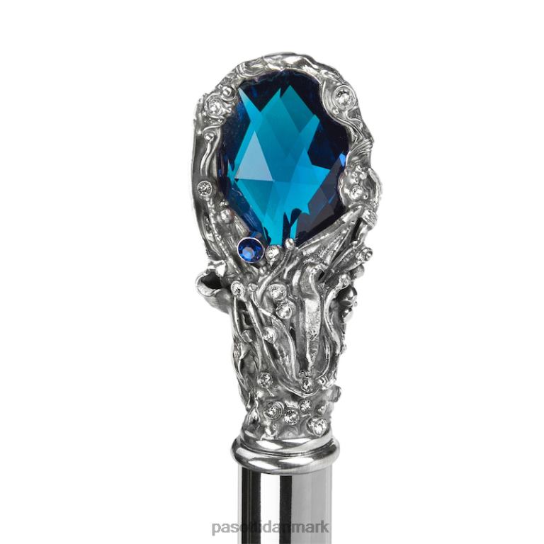 Mænd PASOTTI 478 6768-1 w68blu - sort paraply med luksuriøst blåt ædelstenshåndtag 824L250