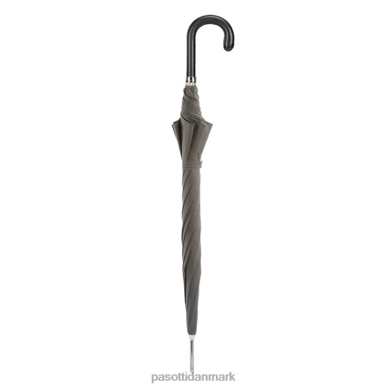Mænd PASOTTI 478 6768-7 pu - elegant grå paraply, læderhåndtag 824L270