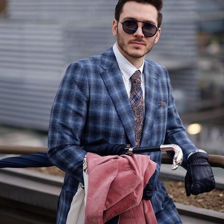 Mænd PASOTTI 478fa oxf-14 w18c - blå paraply, sølv ørnehåndtag 824L215