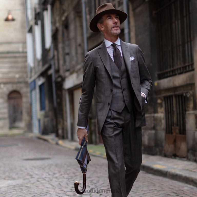 Mænd PASOTTI 142 6496-12 cbr - solid kastanjestribet paraply med knopende 824L2102