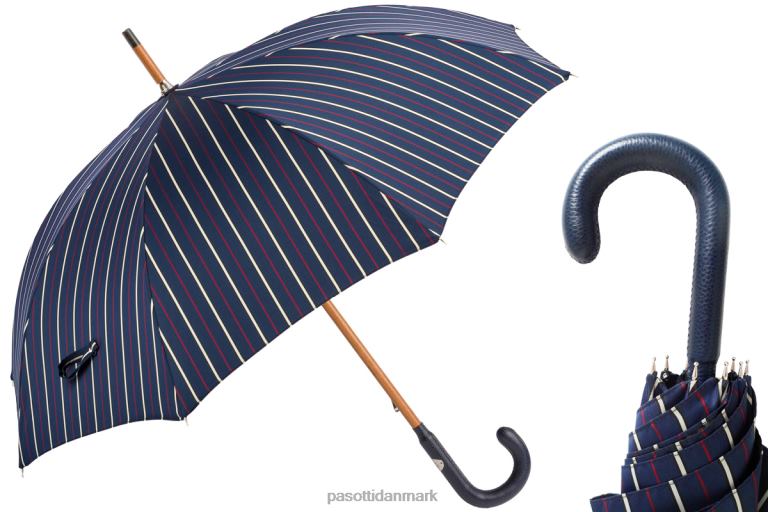 Mænd PASOTTI 142 bruce-1 p - skræddersyet paraply, navy læderhåndtag 824L2138