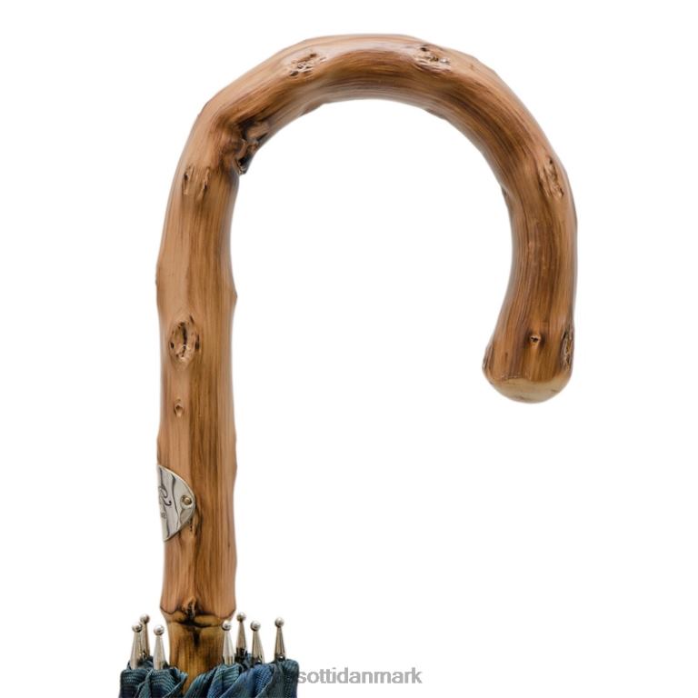 Mænd PASOTTI 142 celtic-8 k - blå ternet paraply med træhåndtag 824L2114