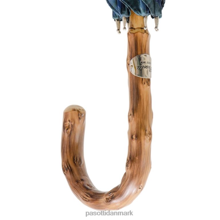 Mænd PASOTTI 142 celtic-8 k - blå ternet paraply med træhåndtag 824L2114