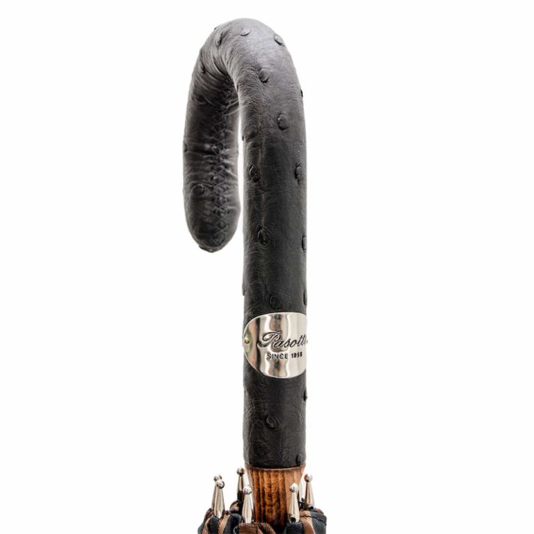 Mænd PASOTTI 142 conrad-8 s - stor stribet paraply med håndtag af strudslæder 824L2143