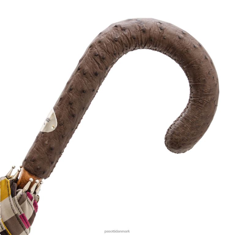 Mænd PASOTTI 142 venez-4 s - stribet paraply med håndtag af strudslæder 824L297