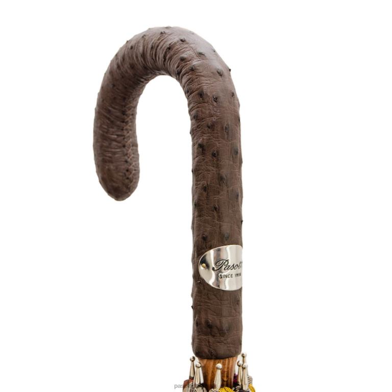 Mænd PASOTTI 142 venez-4 s - stribet paraply med håndtag af strudslæder 824L297